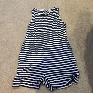 Loft Beach Navy Blue and White Striped Romper